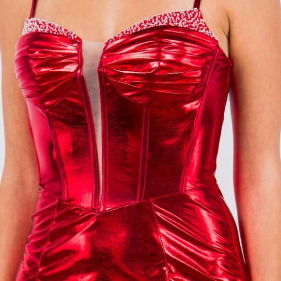 NEW FORMAL SLEEVELESS MAXI DRESS EMBROIDERED DRESS WITH LACE UP BACK CC 8092J - Picture 6 of 10